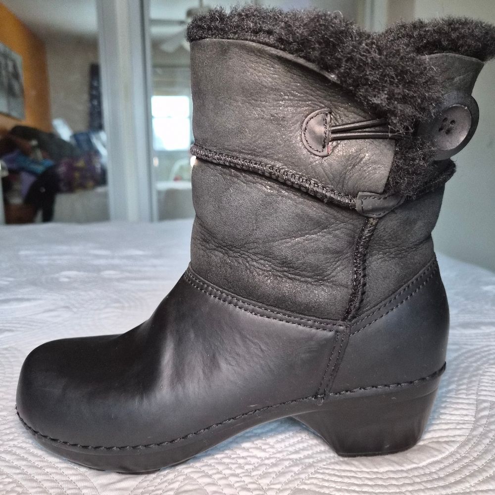 VGUC Dansko Stormy Fur Lined Boots Leather Black Women EU 38 - Picture 5 of 16